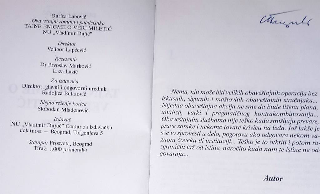 Tajne enigme o Veri Miletić Đurica labović