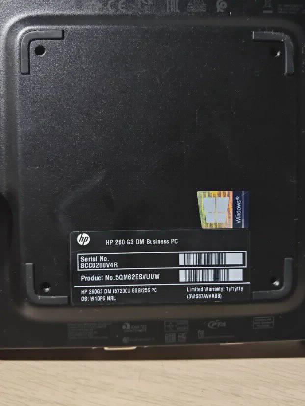 Hp 260 G3 DM Business PC i5 7gen 8gb 256ssd wifi intel hd