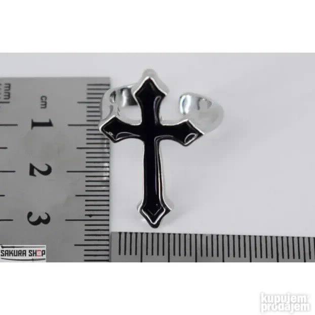 Goth Black Cross Prsten V02 (N093)