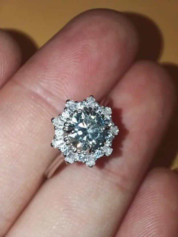 S925 Srebro/Platina - Prsten 1CT/6,5mm Mojsanit Dijamant