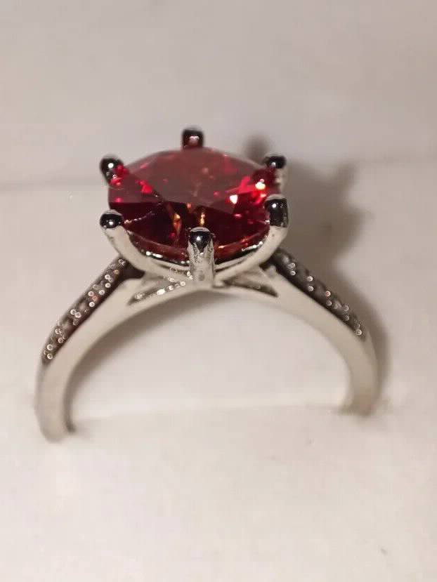 S925 Srebro/Platina - Prsten 3CT/9mm Mojsanit Dijamant  RED