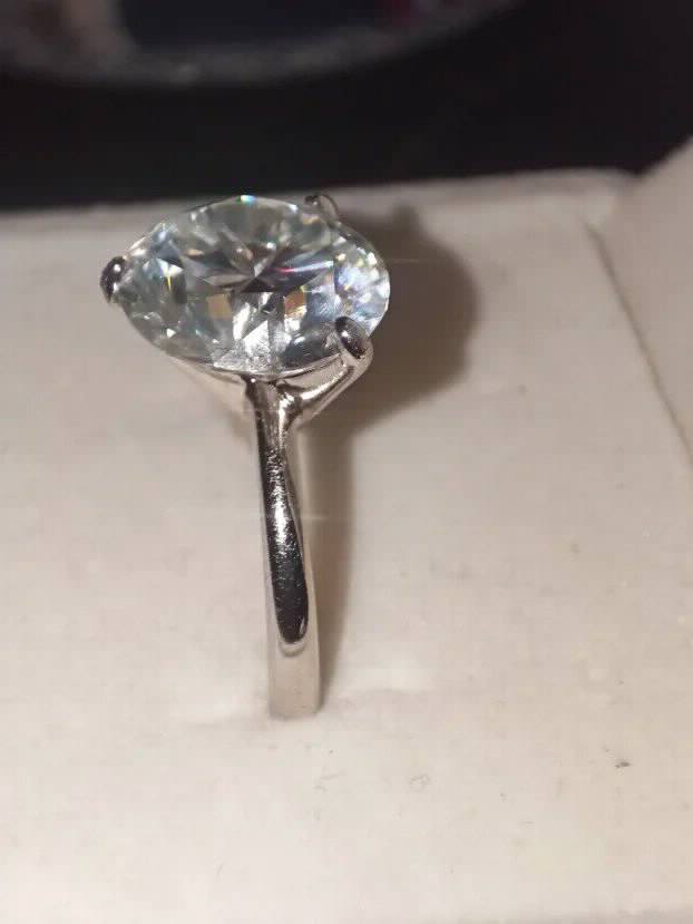Unikat: S925 Platina Prsten Tronozac Mojsanit Dijamant 5CT