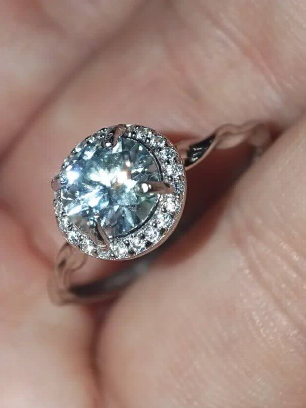 S925 Srebro/Platina - Prsten 1CT/6,5mm Mojsanit Dijamant