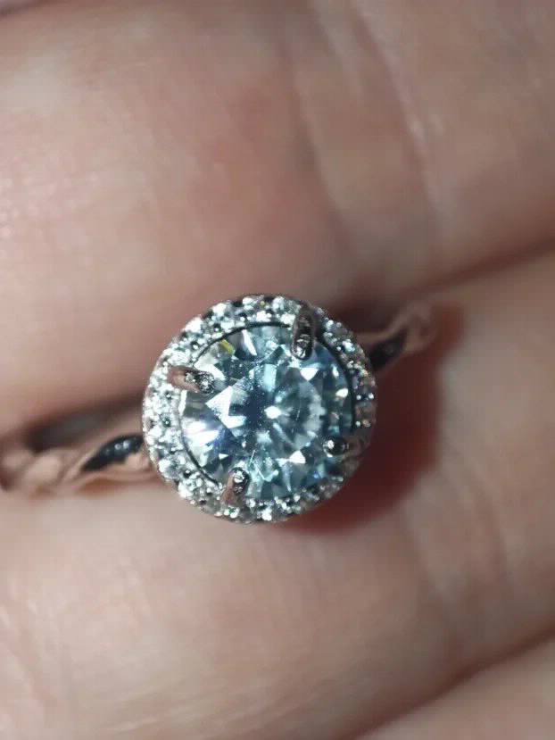 S925 Srebro/Platina - Prsten 1CT/6,5mm Mojsanit Dijamant