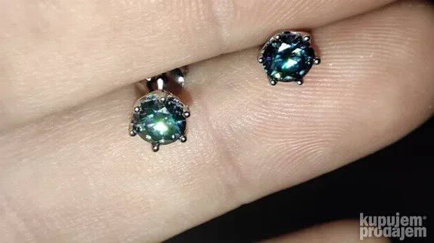 S925 Srebrne mindjuse Mojsanit Dijamanti PURPLE 5mm/0,5 CT