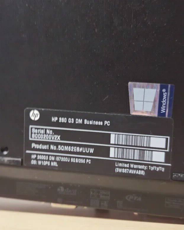 Hp 260 G3 i5 7gen 8 gb ddr4 256nvme intel gpu