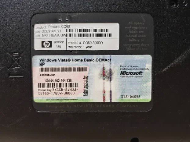 Compaq CQ60 Amd SI-42 4gb ram 80gb hard 15.6 Geforce