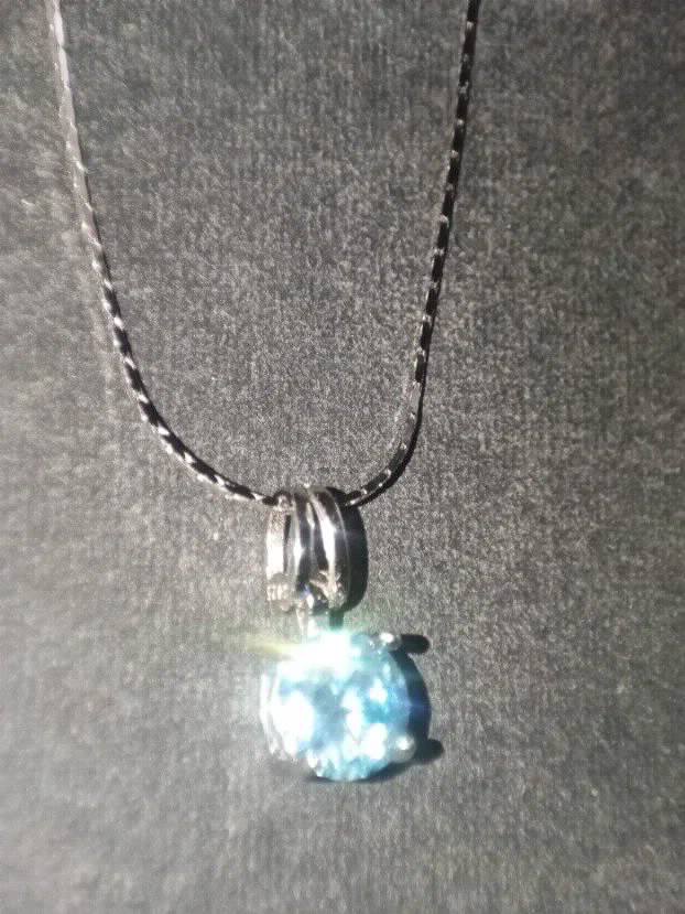 Premium S925 Ogrlica - Mojsanit Dijamant Aquamarine 1CT