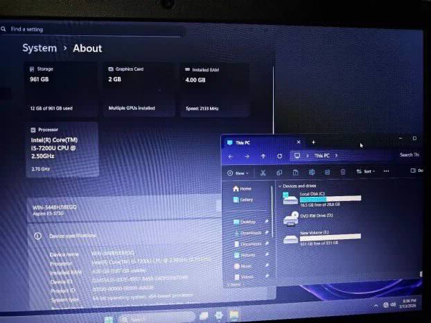 Acer i5 7gen 4gb ddr4 ssd+1Tb 15.6 nvidia i intel gpu FHD