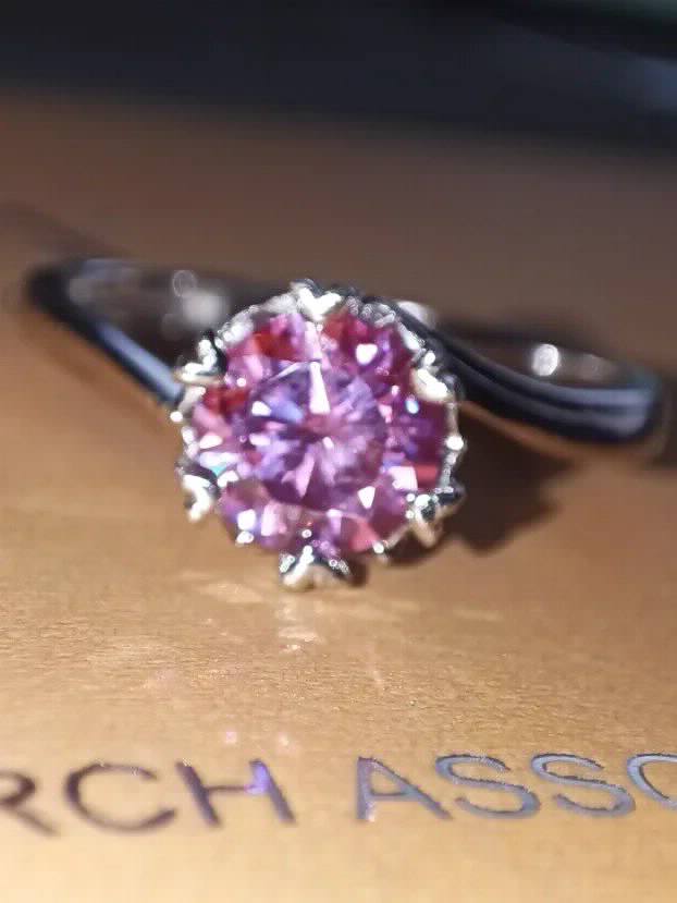 S925 Srebrni Prsten s Roze Mojsanit Dijamantom od 1CT/6,5mm