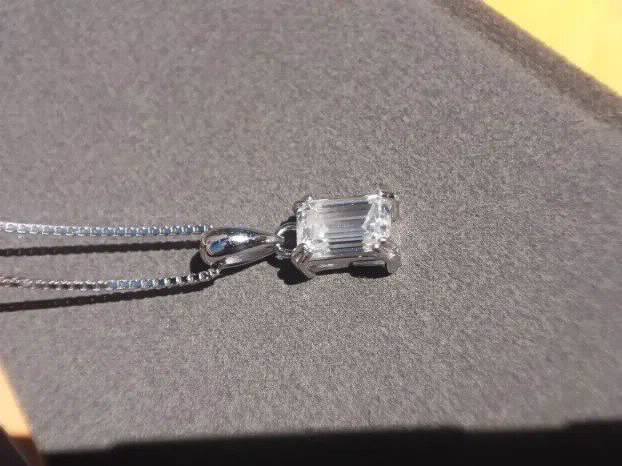 Premium S925 Ogrlica - Mojsanit Dijamant Emerald cut  0,8 CT