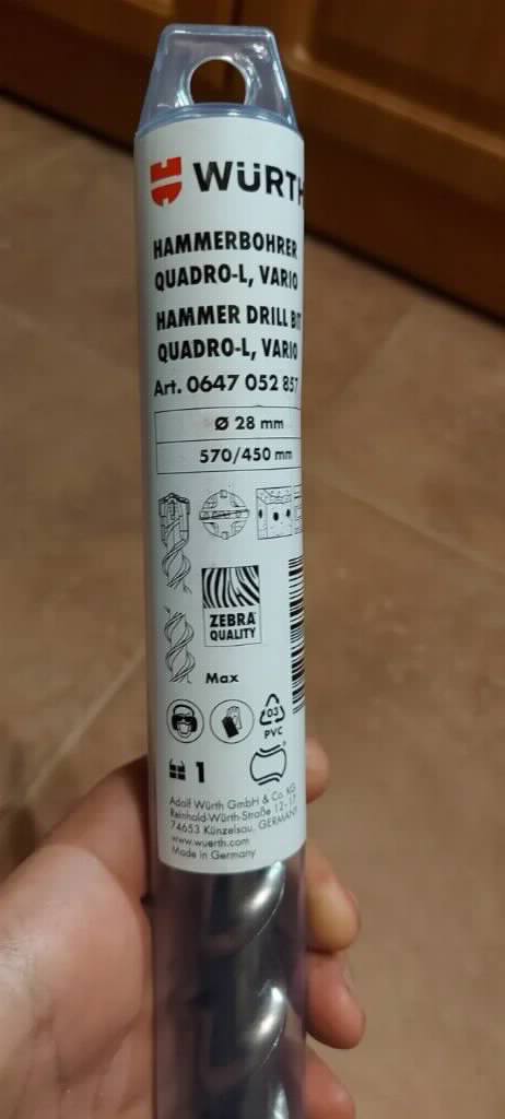 Wurth burgija 28 mm 570/450 mm SDS Max Quadro-L Vario