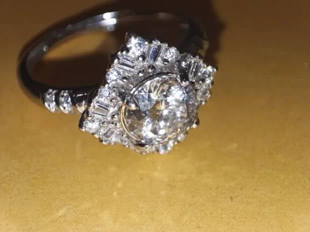 S925 Srebro/Platina - Prsten 1CT/6,5mm Mojsanit Dijamant
