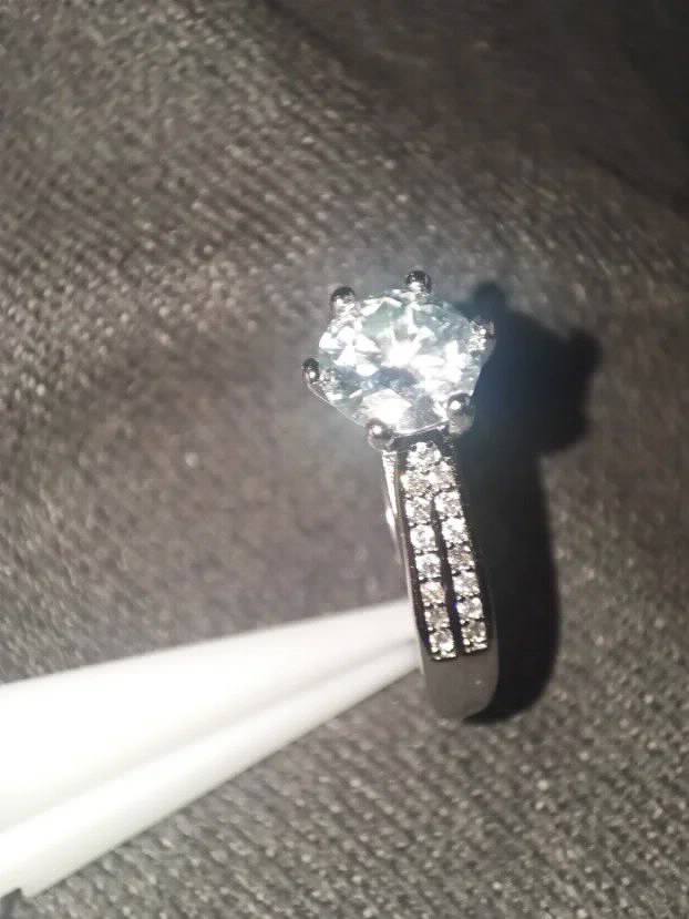 S925 Srebro/Platina - Prsten 1CT/6,5mm Mojsanit Dijamant