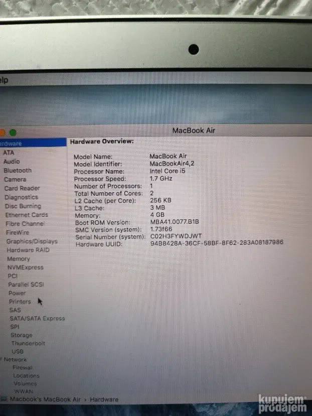 Macbook Air 13 i5 4gb 120gb ssd Monterey