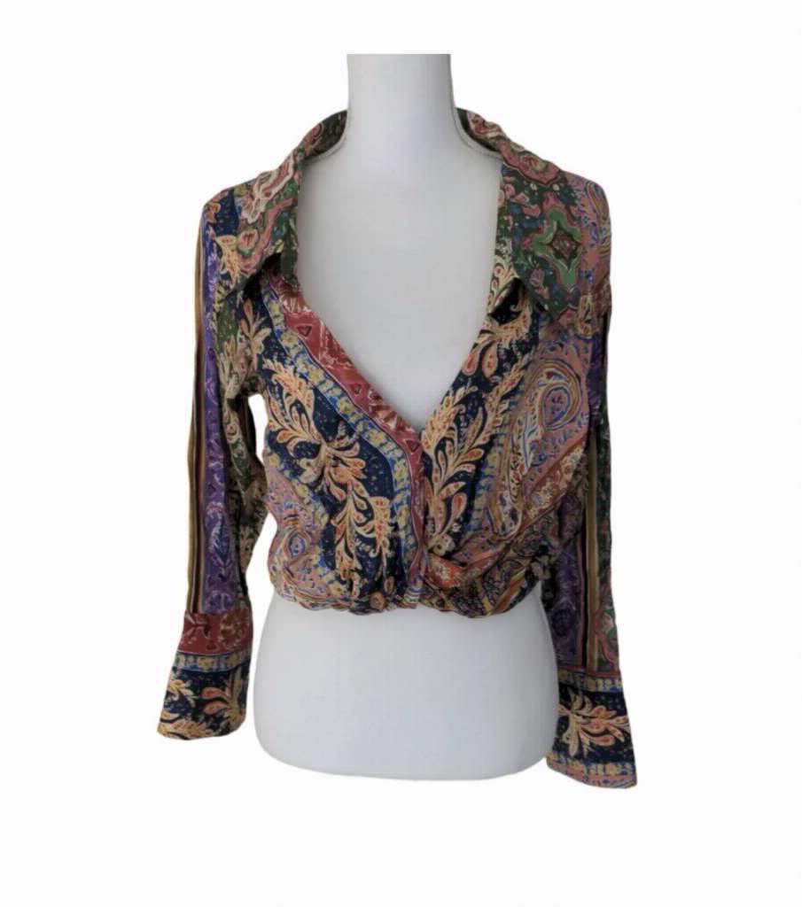 Zara Paisley Bluza sa V-Dekolteom