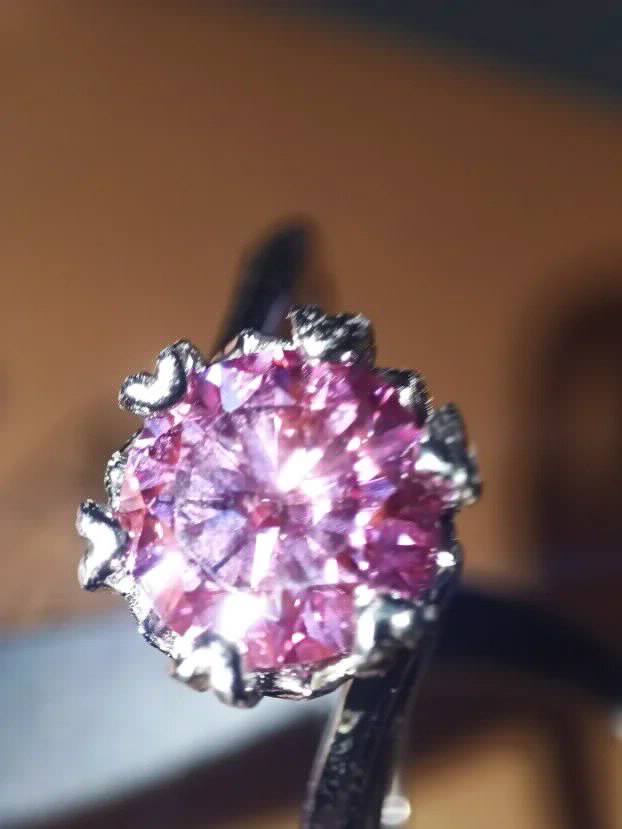 S925 Srebrni Prsten s Roze Mojsanit Dijamantom od 1CT/6,5mm