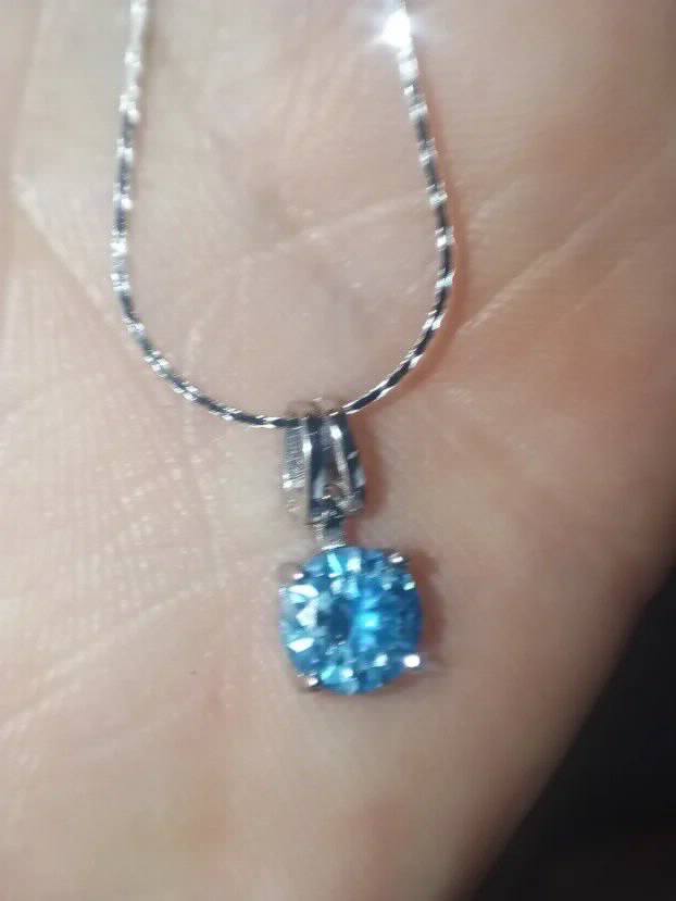Premium S925 Ogrlica - Mojsanit Dijamant Aquamarine 1CT