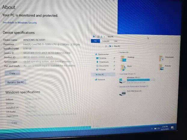 Hp 250 G6 i5 7gen 8gb 15.6 fhd ssd