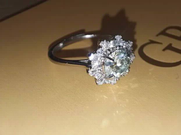 S925 Srebro/Platina - Prsten 1CT/6,5mm Mojsanit Dijamant