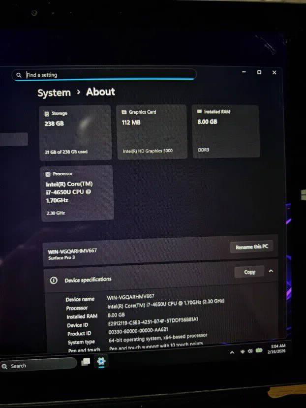 Microsoft Surface Pro 3 i7 4gen  8gb 256ssd