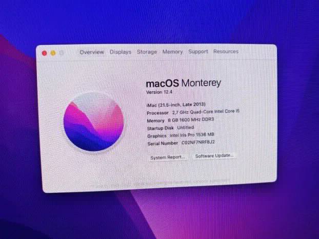 imac 21.5 Late 2013 i5 8gb 1Tb iris gpu Monterey