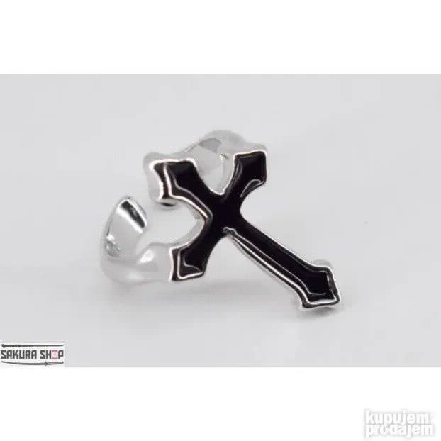 Goth Black Cross Prsten V02 (N093)