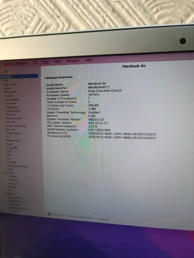 Macbook Air 2017 i5 8gb ram 128ssd 13.3 inch Monterey