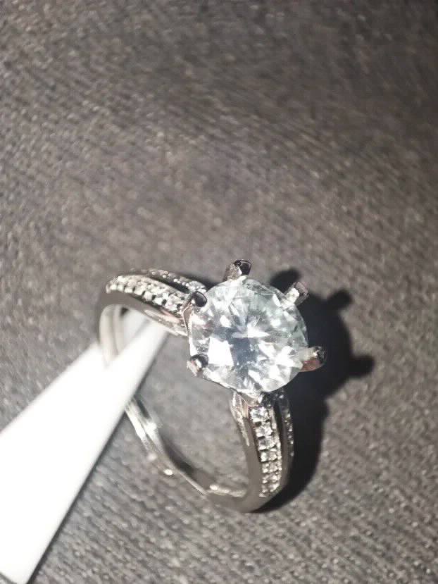 S925 Srebro/Platina - Prsten 2CT/8mm Mojsanit Dijamant