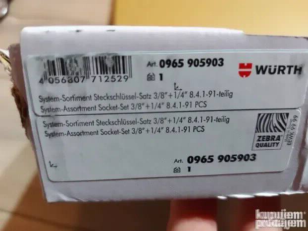 Wurth Set ZEBRA 1/4" i 3/8" gedora nasadnika dve račne 91