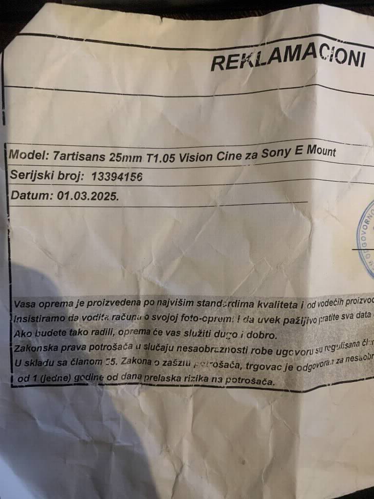 7Artisans 25mm T1.05 Vision Cine Objektiv
