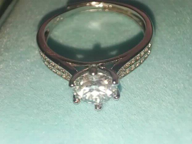 S925 Srebro/Platina - Prsten 1CT/6,5mm Mojsanit Dijamant