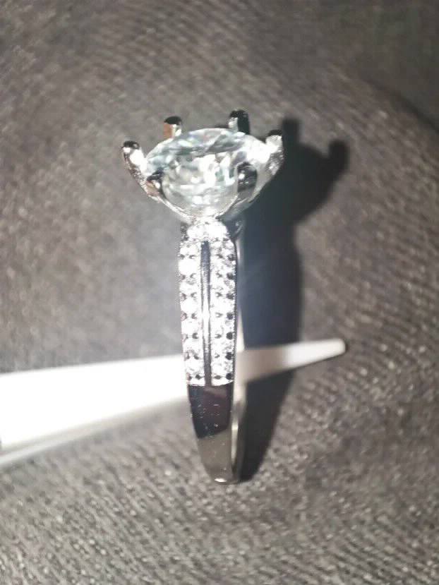 S925 Srebro/Platina - Prsten 2CT/8mm Mojsanit Dijamant