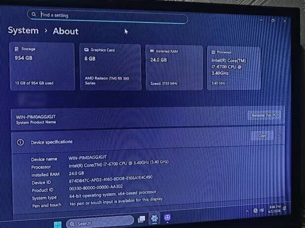 Gamer i7 6700 24gb DDR4 1TB m2 8gb gpu windows 11