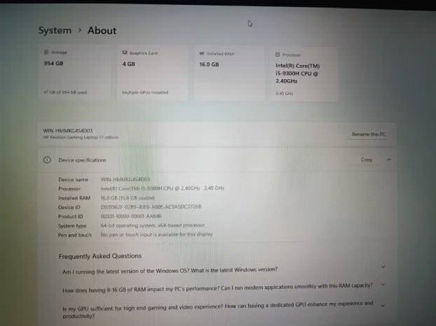 Hp Pavilion Gaming 17 i5 9gen 16gb 1tb ssd GTX 1650