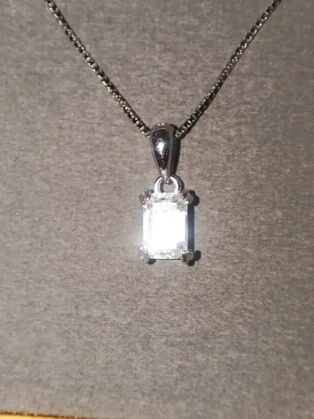 Premium S925 Ogrlica - Mojsanit Dijamant Emerald cut  0,8 CT