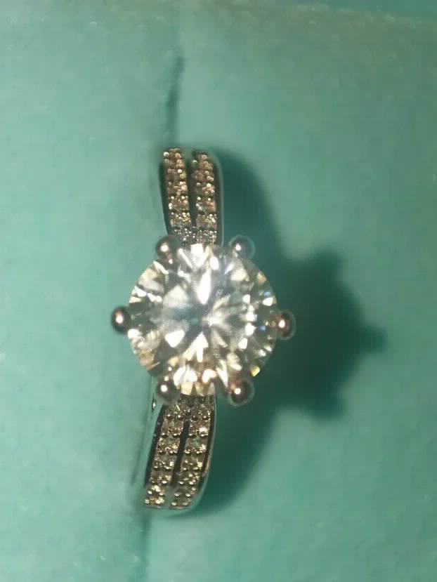 S925 Srebro/Platina - Prsten 1CT/6,5mm Mojsanit Dijamant