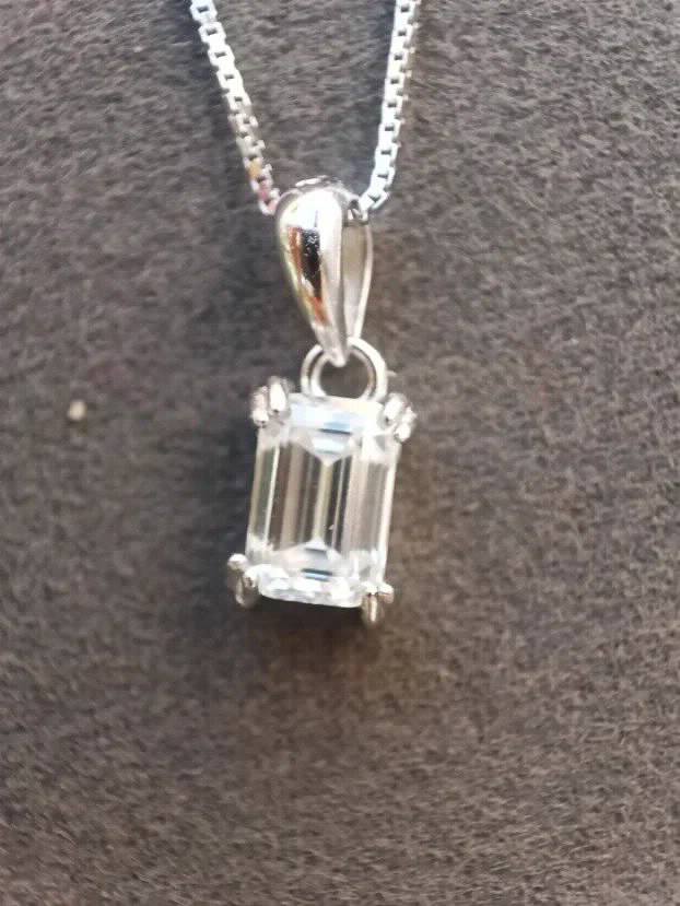 Premium S925 Ogrlica - Mojsanit Dijamant Emerald cut  0,8 CT