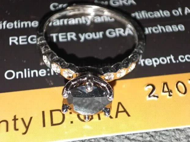 S925 Srebrni Prsten sa Crnim Mojsanit Dijamantom 1CT/6,5mm