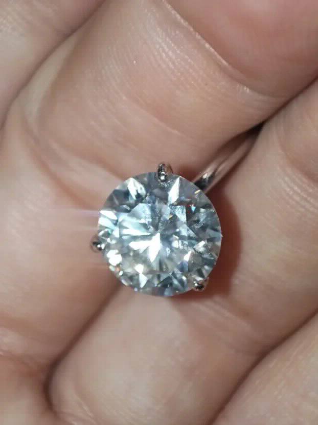 Unikat: S925 Platina Prsten Tronozac Mojsanit Dijamant 5CT