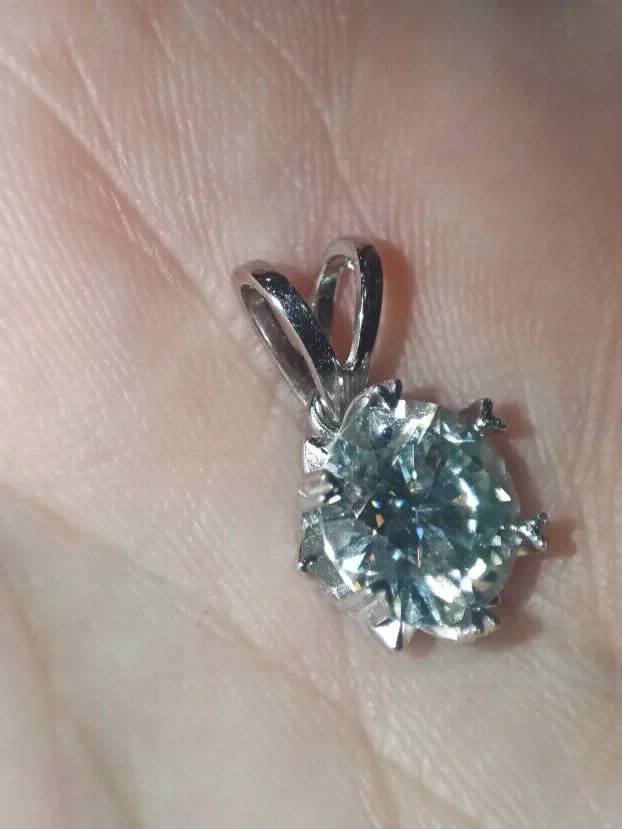 S925 Privezak sa Mojsanit Dijamantom od 3CT/9mm