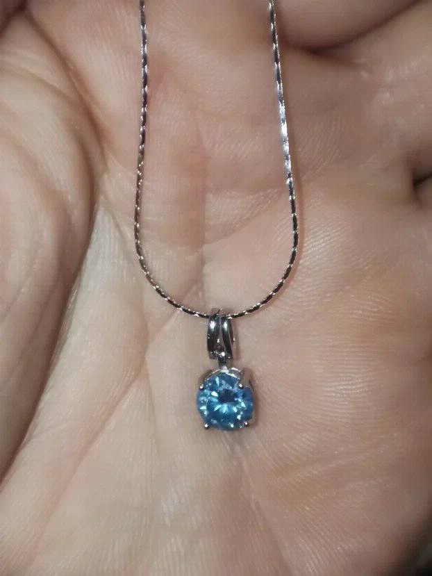 Premium S925 Ogrlica - Mojsanit Dijamant Aquamarine 1CT