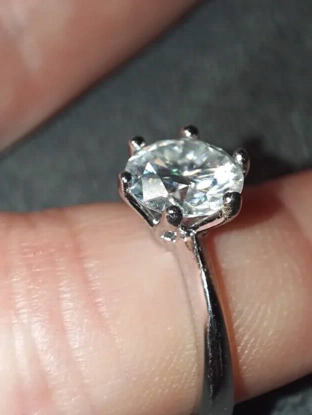 S925 Srebrni Prsten s Mojsanit Dijamantom 2CT/8mm