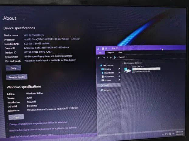 Hp Elitebook 850 G4 i5 7gen 8gb 256ssd 15.6 fhd