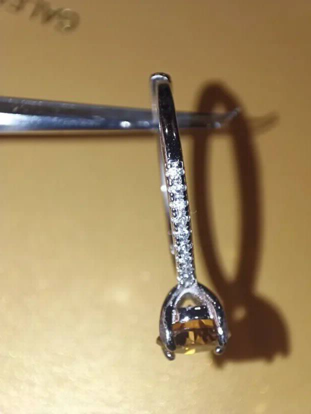 S925 Srebro/Platina - Prsten 1CT/6,5mm Mojsanit Dijamant Champagne