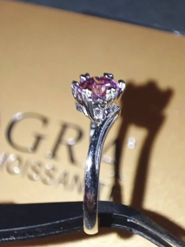 S925 Srebrni Prsten s Roze Mojsanit Dijamantom od 1CT/6,5mm