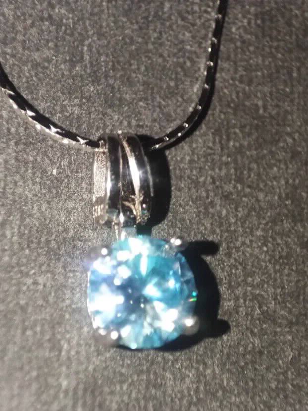 Premium S925 Ogrlica - Mojsanit Dijamant Aquamarine 1CT