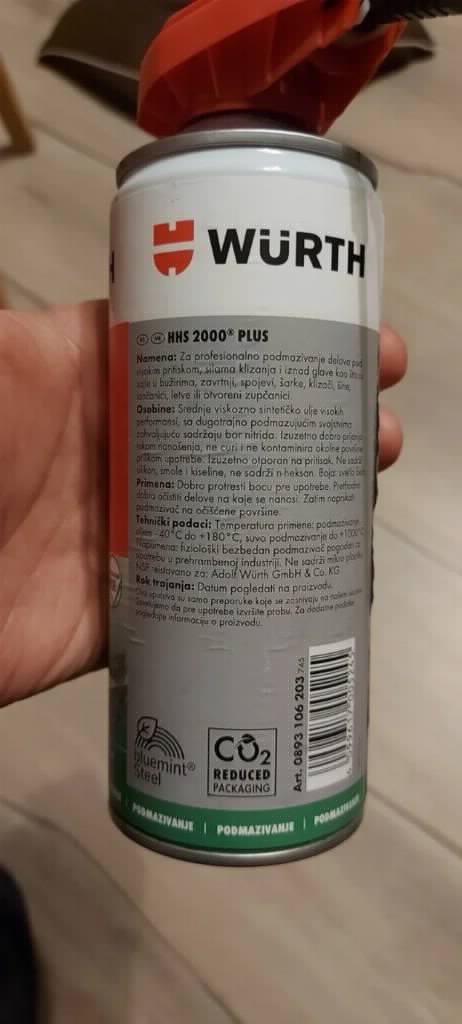 Wurth HHS 2000 PLUS, lepljivi podmazivač, NSF
