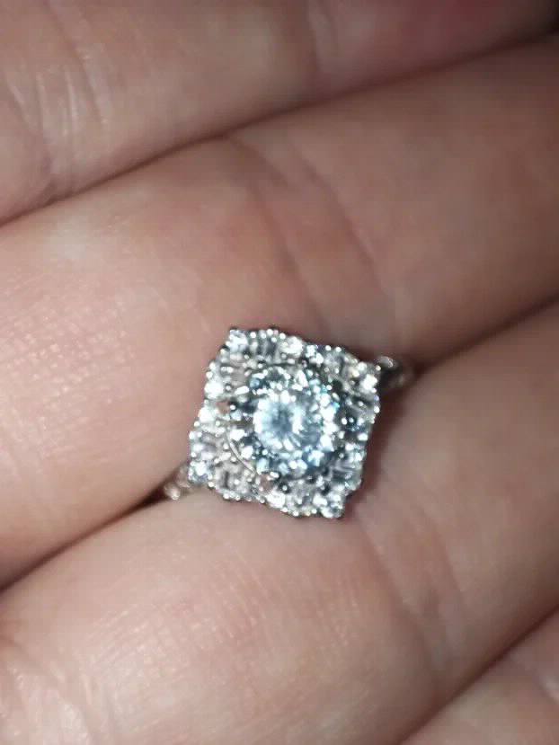 S925 Srebro/Platina - Prsten 1CT/6,5mm Mojsanit Dijamant