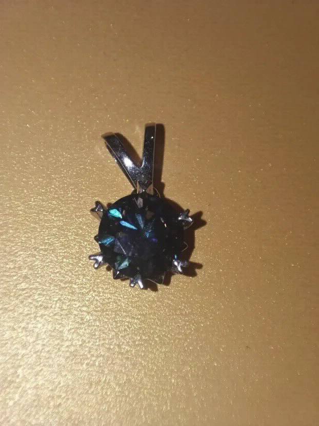 S925 Privezak sa Mojsanit Dijamantom 2CT/8mm Purpurna duga